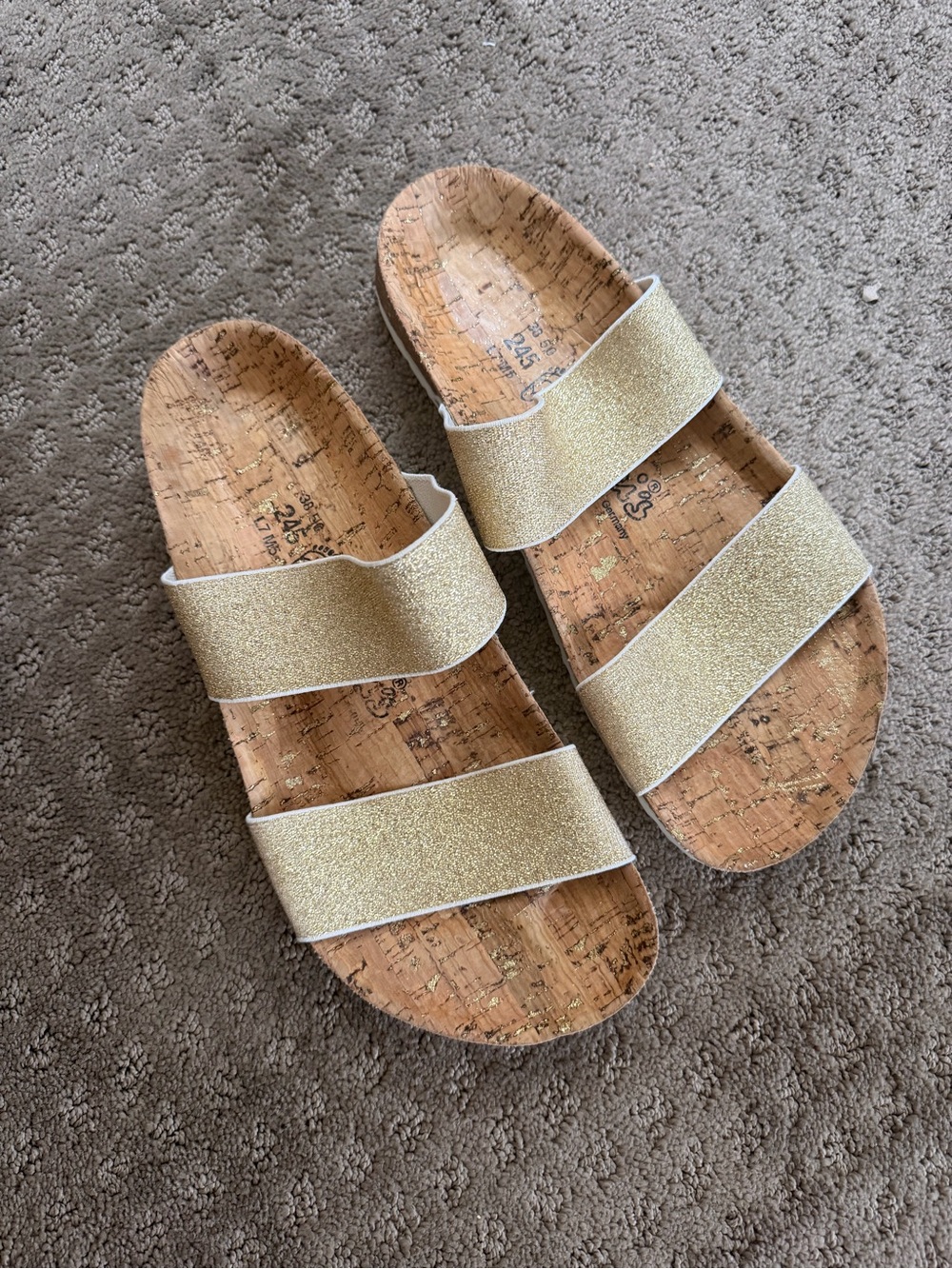Birkenstock Gold Cork Footbed Double Strap Sandals